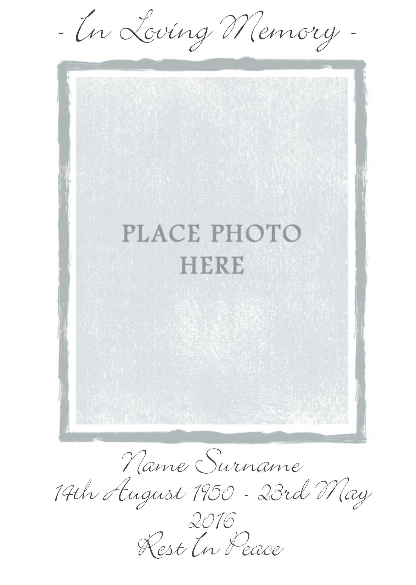 Grey And White Personalised Photo Upload With Sympathy Card Ecard