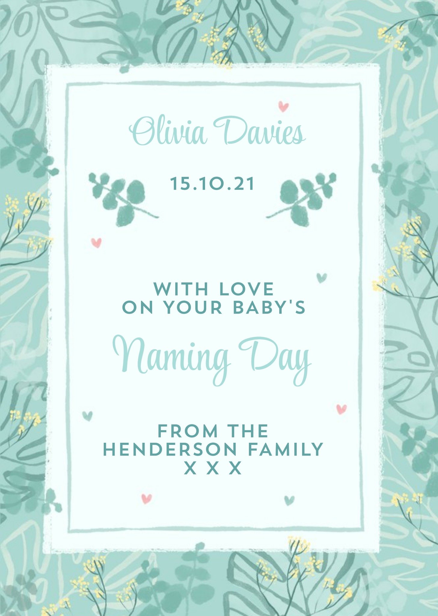 On Your Baby's Naming Day Typographic Card Ecard