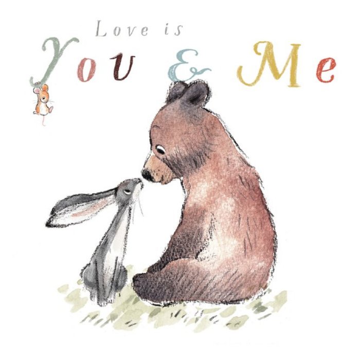Cute Illustrated The Bear, Hare And The Mouse Anniversary Card