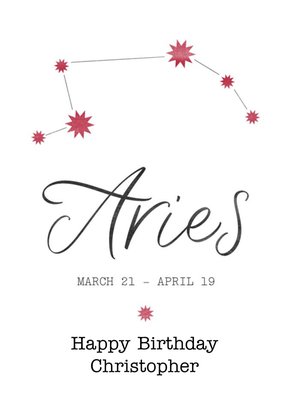 Aries Zodiac Sign Birthday Card