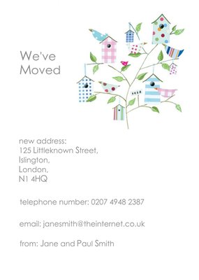 Illustrated Birdhouse New Address Personalised Card