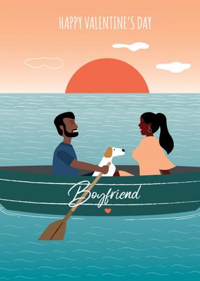 Huetribe Happy Valentines Day Boyfriend Boat And Dog Card