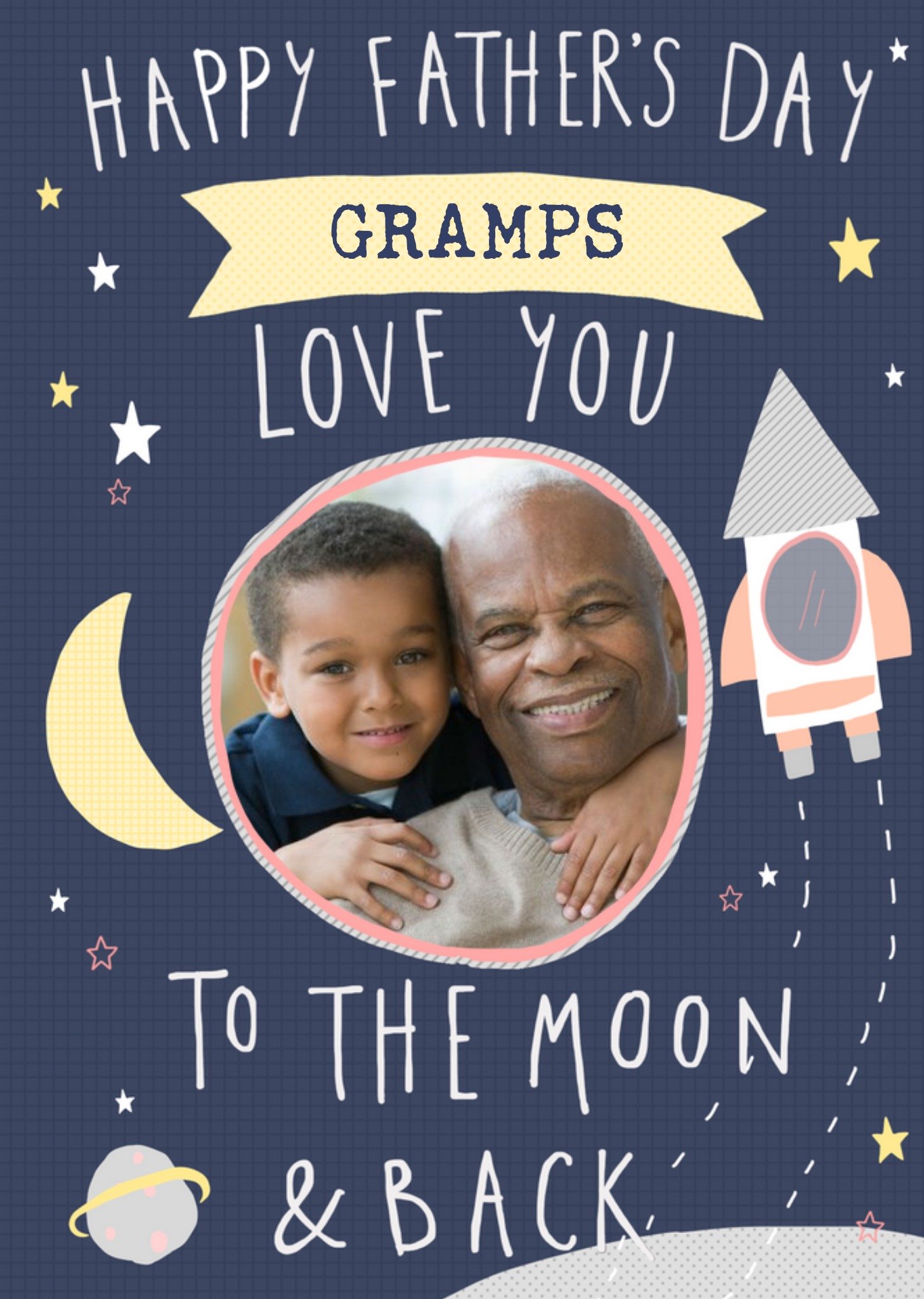 Gramps Love You To The Moon & Back Cute Father's Day Photo Card Ecard