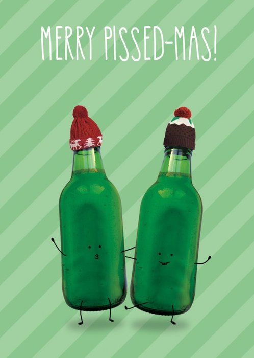 Merry Pissed Mass Pun Drinking Beer Christmas Card