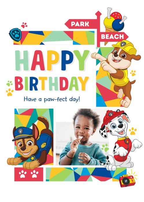 Paw Patrol Paw-fect Photo Upload Birthday Card