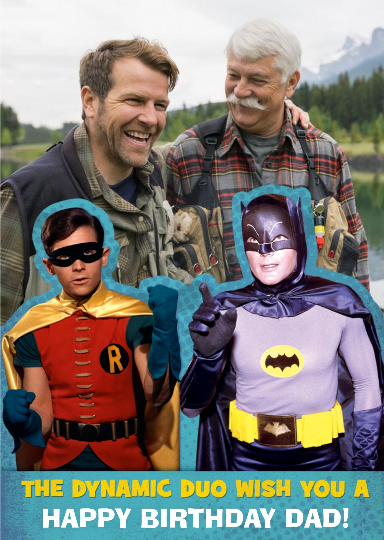 The Dynamic Duo Wish You A Happy Birthday Dad - Batman & Robin Photo Upload, Large Card