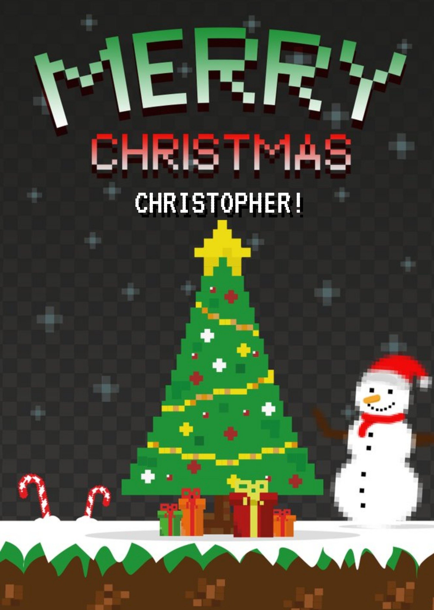 Moonpig Pixel Gaming Christmas Card, Large
