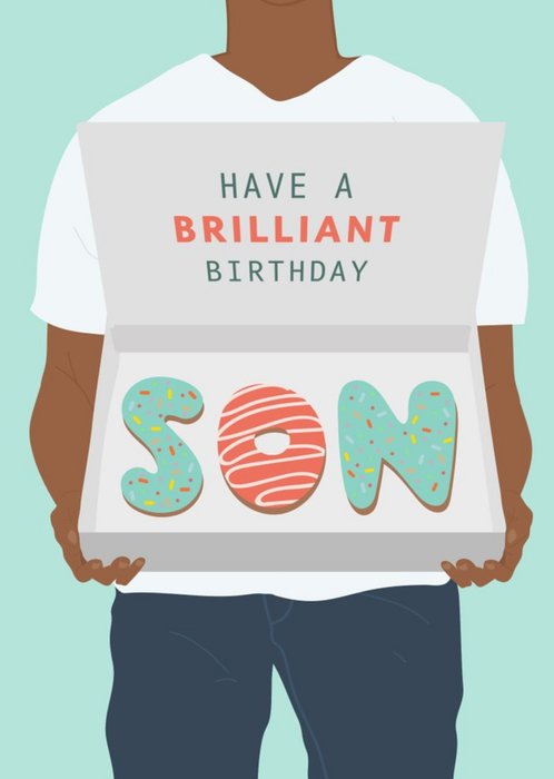 Illustrated Have A Brilliant Birthday Son Box Of Doughnuts Birthday Card