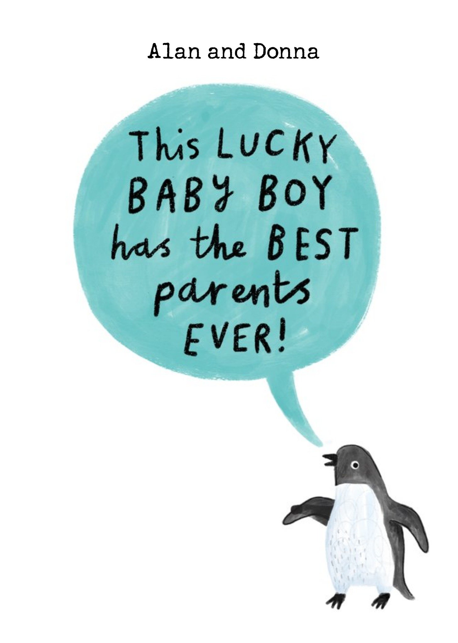 Cute Penguin Lucky Baby Boy Card