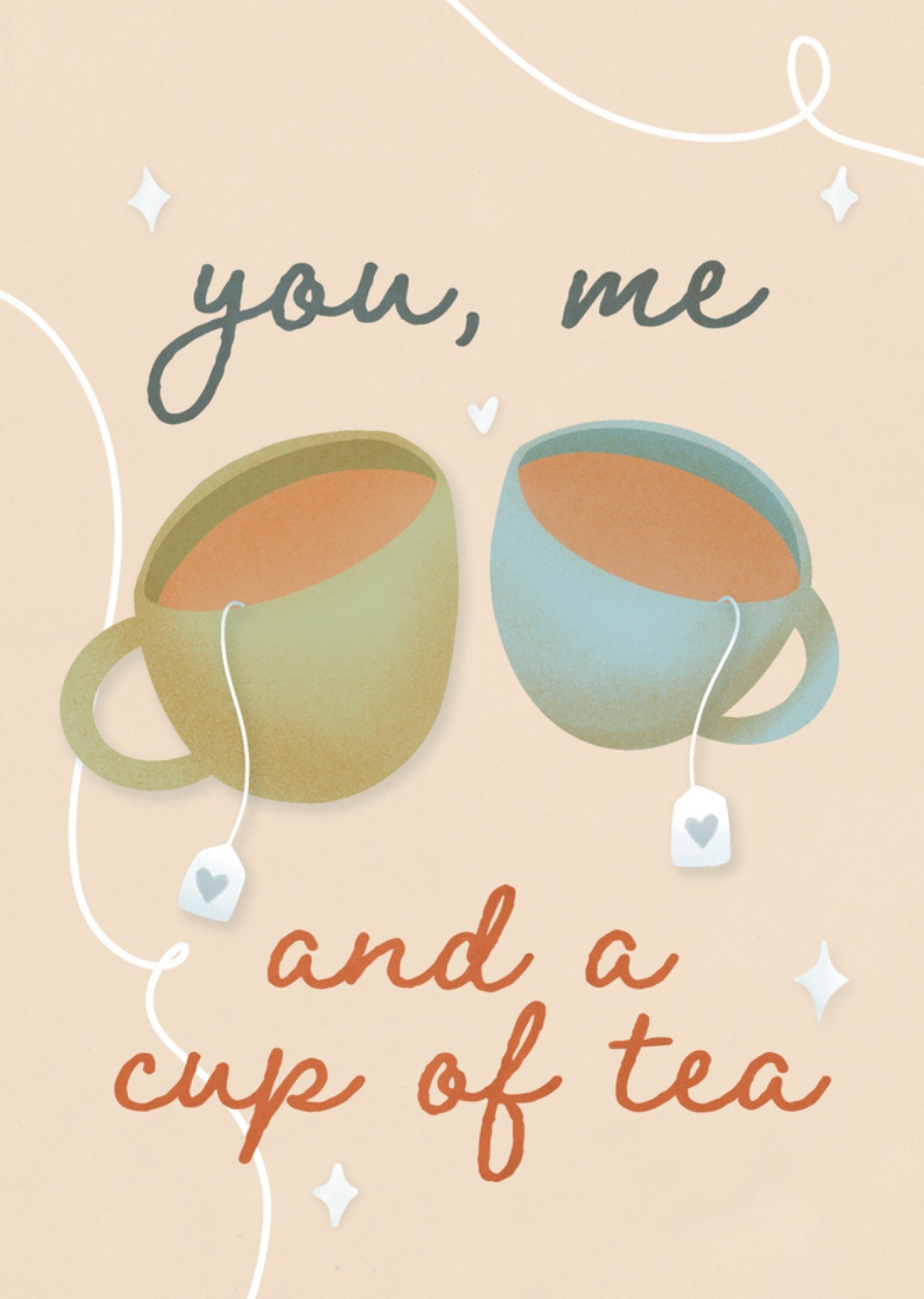 Moonpig You Me And A Cup Of Tea Thinking Of You Card, Large