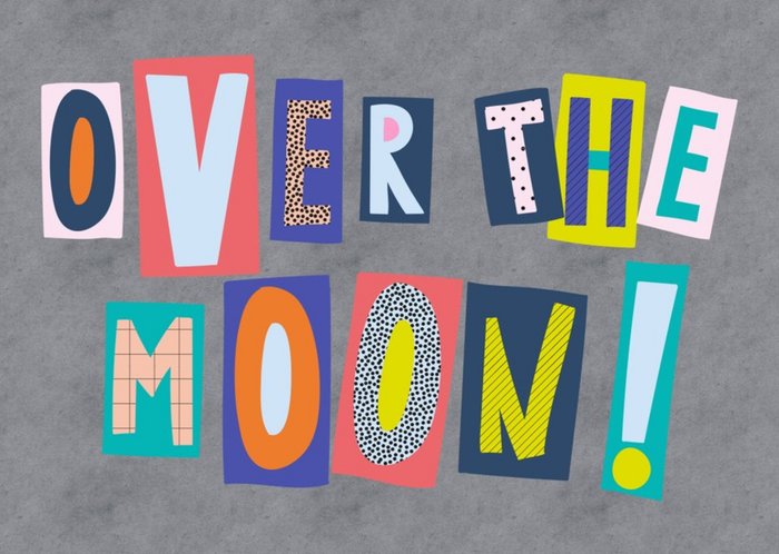 Word Up Over The Moon Big Block Letters Card