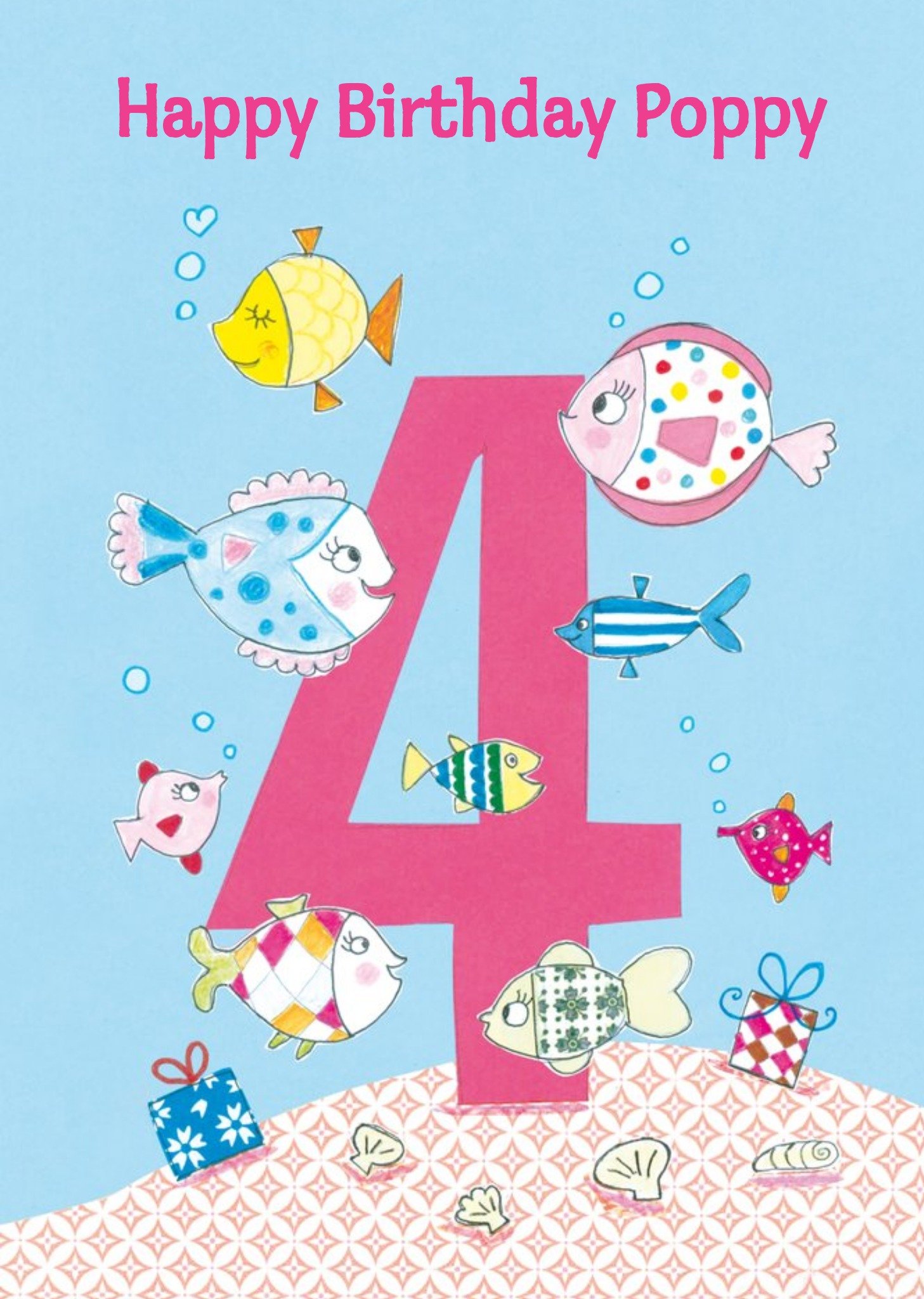 Fun Fishies Happy 4th Birthday Card Ecard