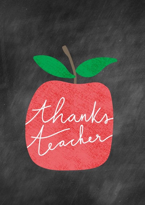 Apple On Chalkboard Thank You Teacher Card