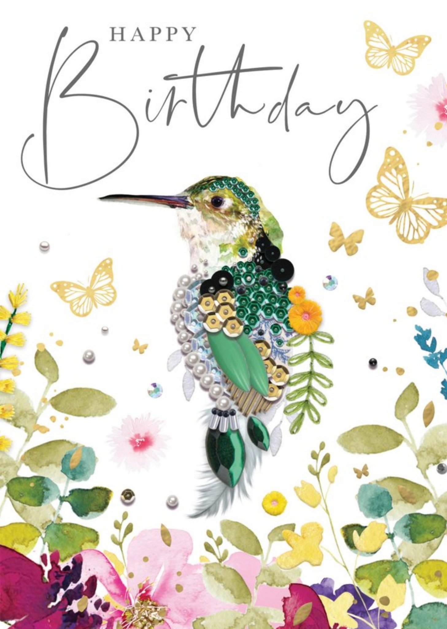 Moonpig Happy Birthday Colourful Kingfisher Bird Card, Large