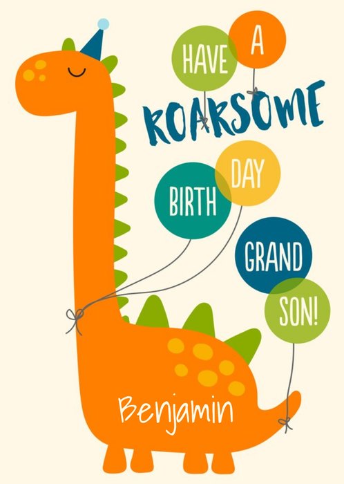 Dinosaur Have A Roarsome Birthday Grandson Card
