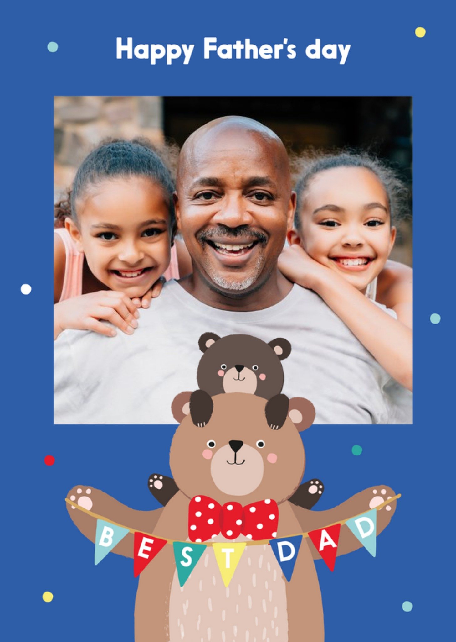 Moonpig Cute Bear Illustration Best Dad Photo Upload Father's Day Card Ecard