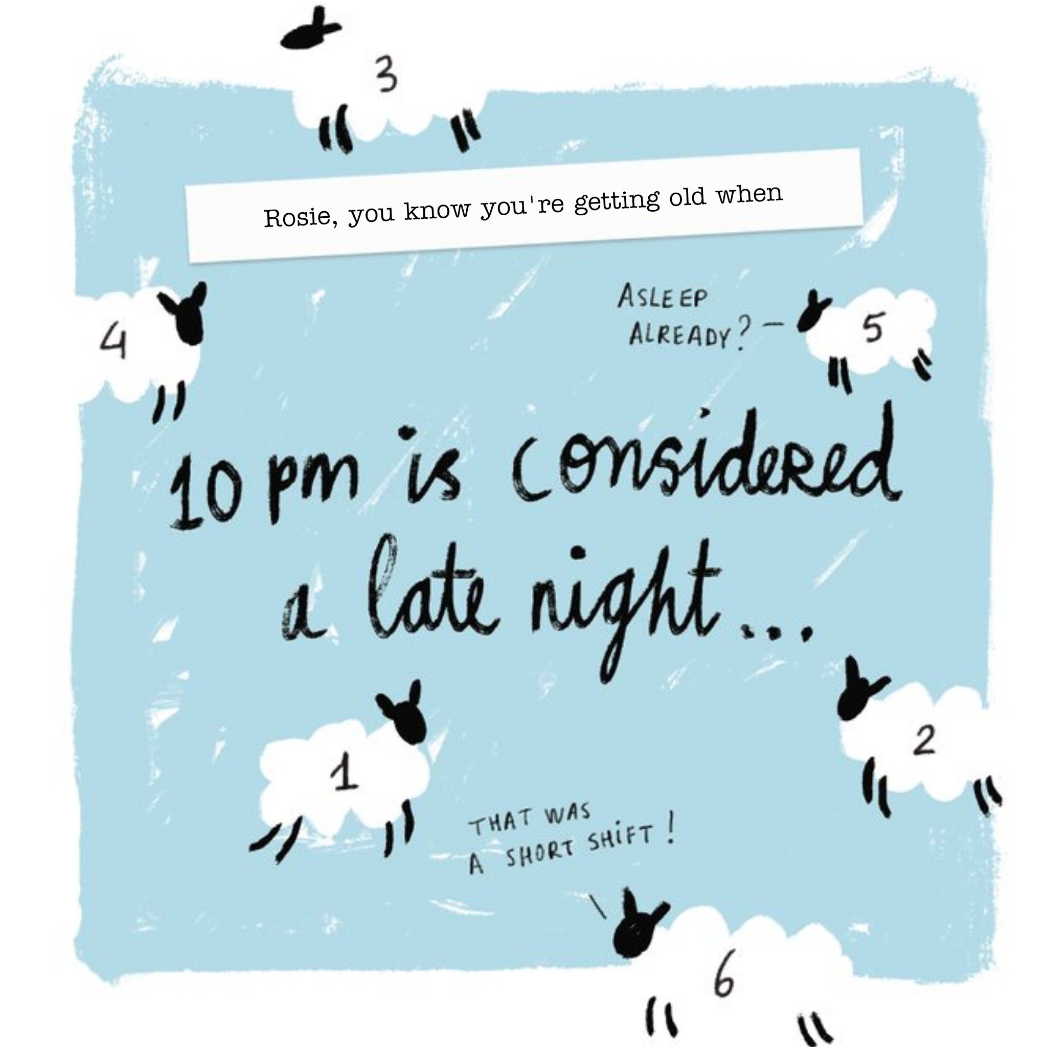 Moonpig Counting Sheep 10 Pm Is Considered A Late Night Funny Birthday Card, Square