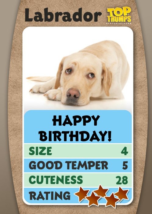 Top Trumps Labrador Happy Birthday Card