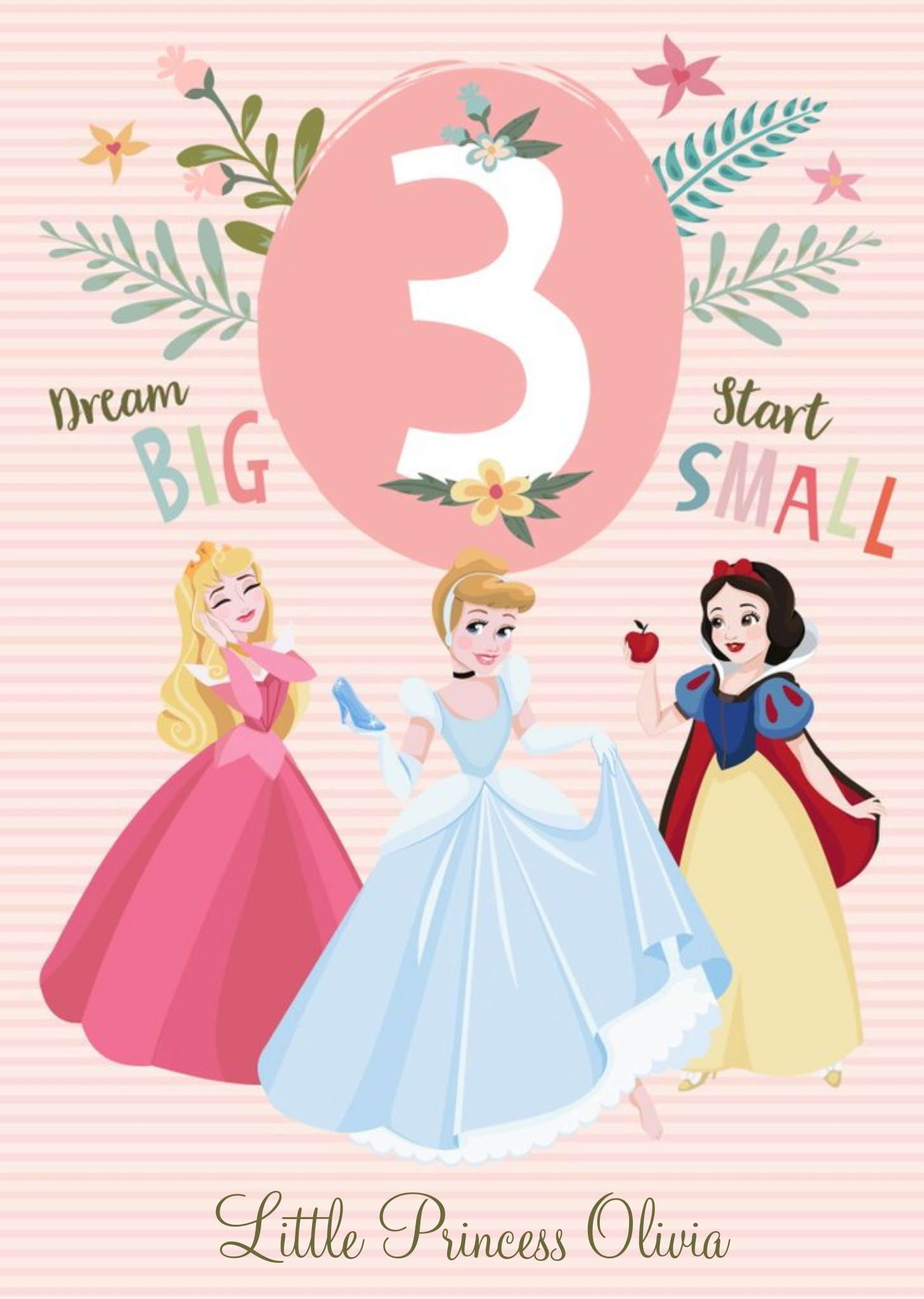 Disney Princesses Disney Princess 3rd Birthday Card, Large