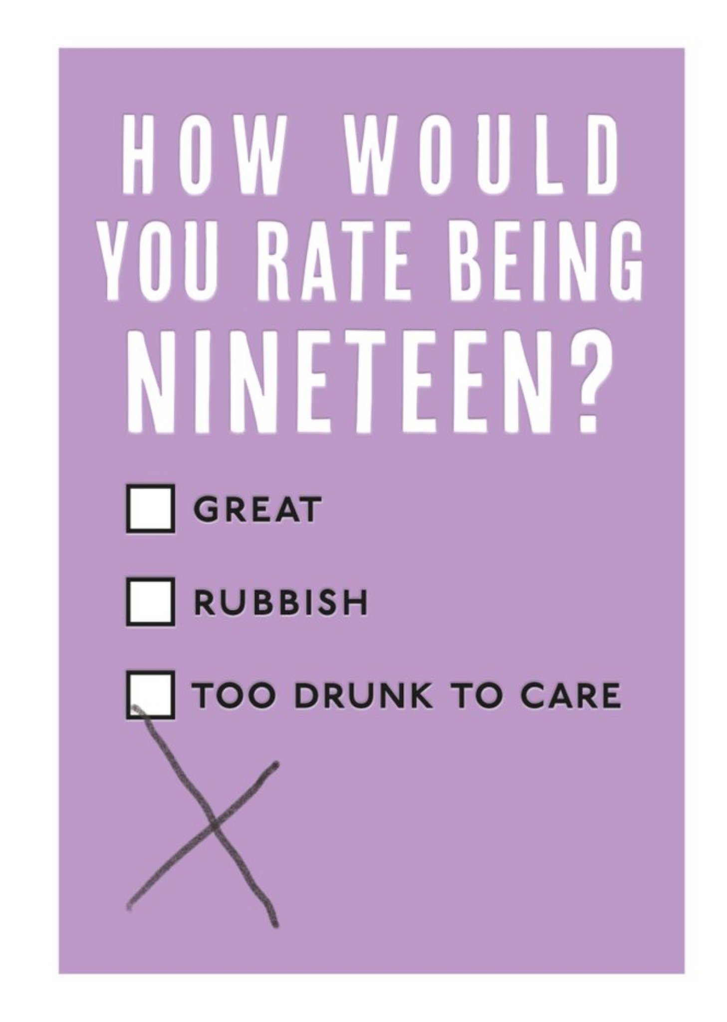 Friends Mungo And Shoddy Typographic Alcohol Funny Nineteen 19 Birthday Card Ecard