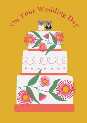 Illustrated Floral Tiered Cake On Your Wedding Day Card