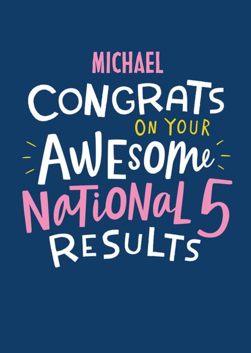 Illustrated Typographic National 5 Exam Congratulations Card