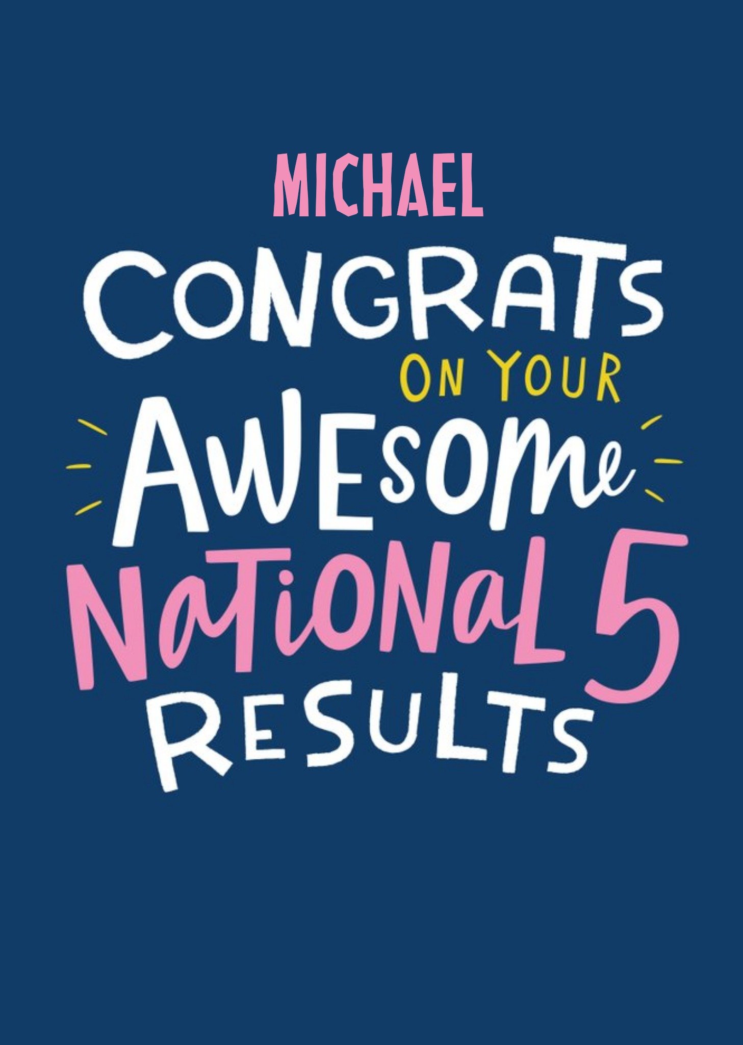 Illustrated Typographic National 5 Exam Congratulations Card Ecard