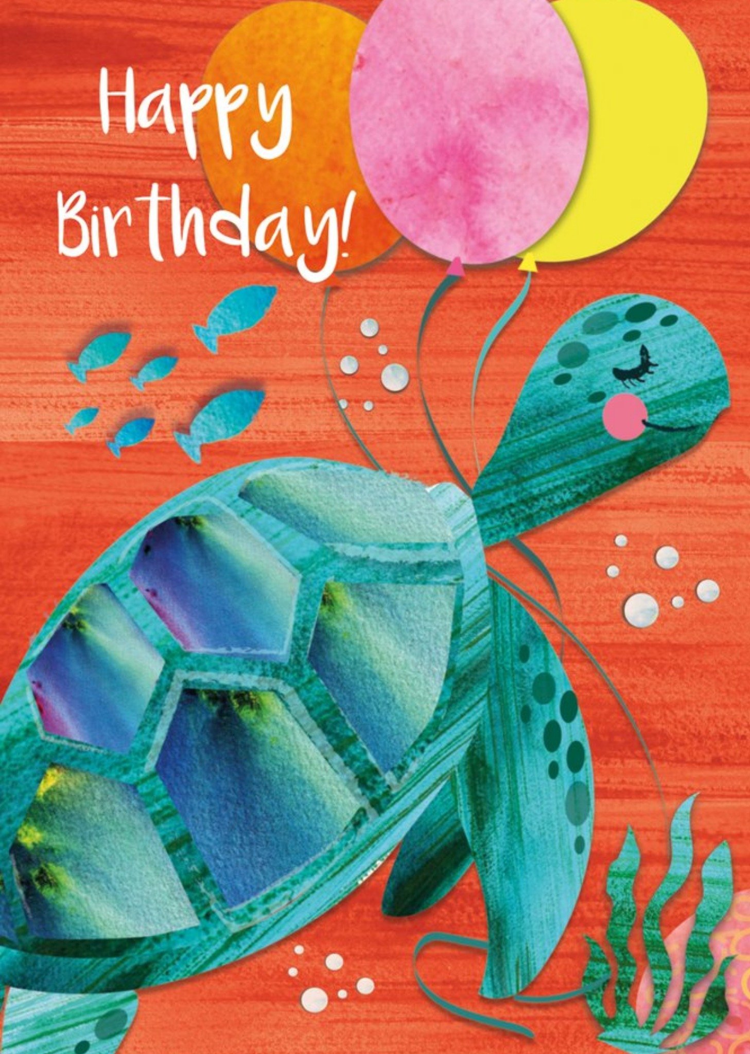 Moonpig Cute Turtle With Balloons Birthday Card, Large