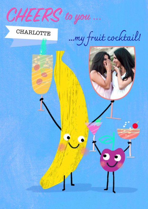 Fun Illustrated Fruit Cocktails And Cheers Card By Elaine Field
