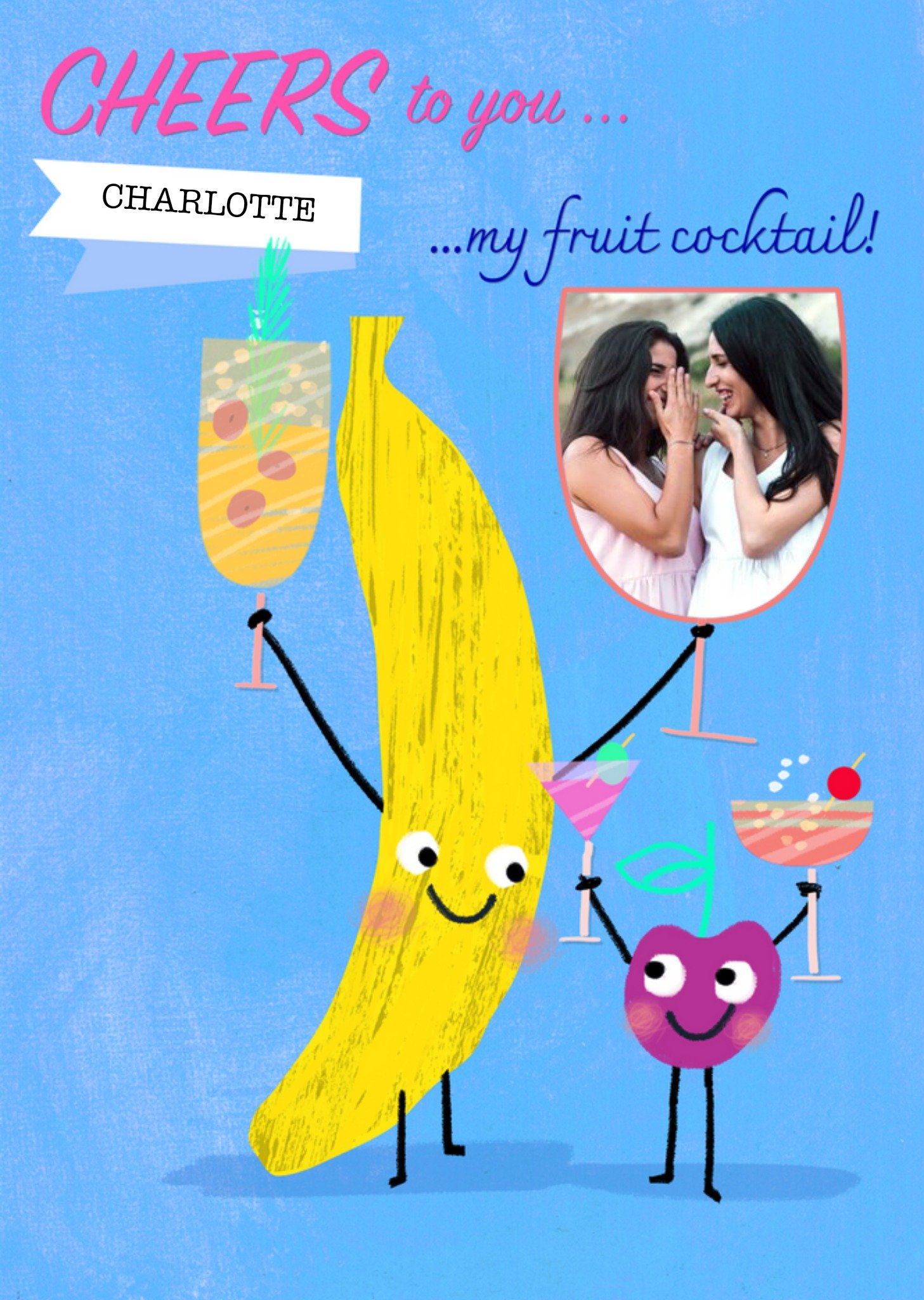 Moonpig Fun Illustrated Fruit Cocktails And Cheers Card By Elaine Field Ecard
