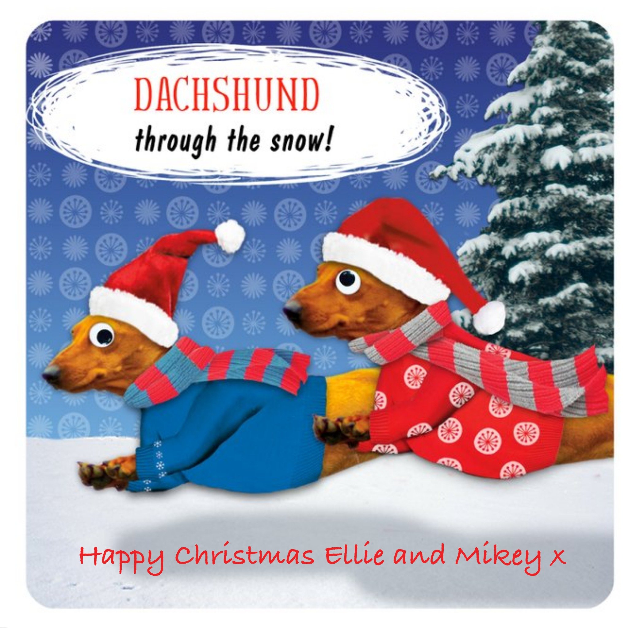 Daschund Christmas Card, Square