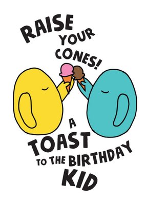 Illustration Of Colourful Characters Toasting With Ice Cream Birthday Card