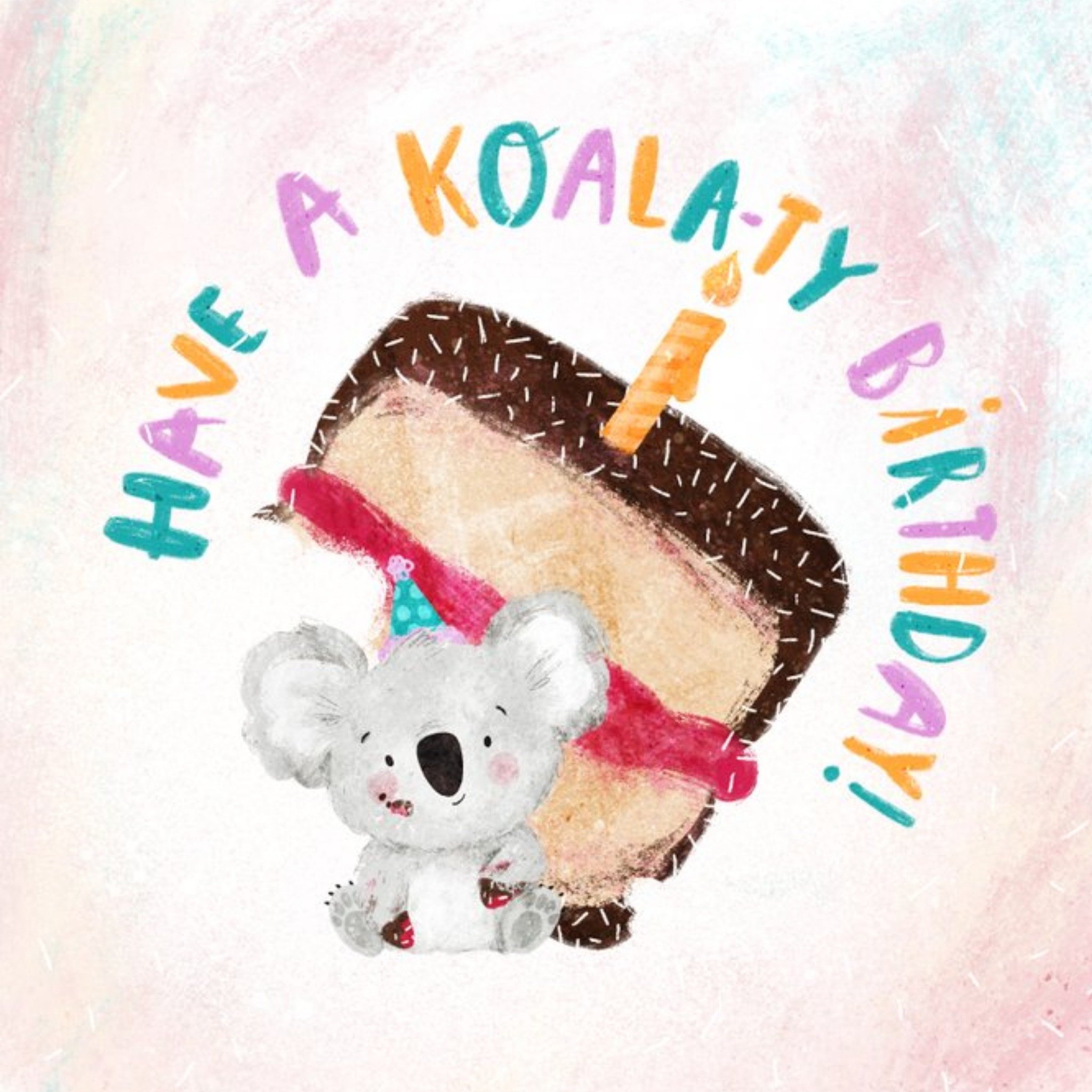 Friends Rachel Gyan Illustration Cute Koala Colourful Birthday Card, Square