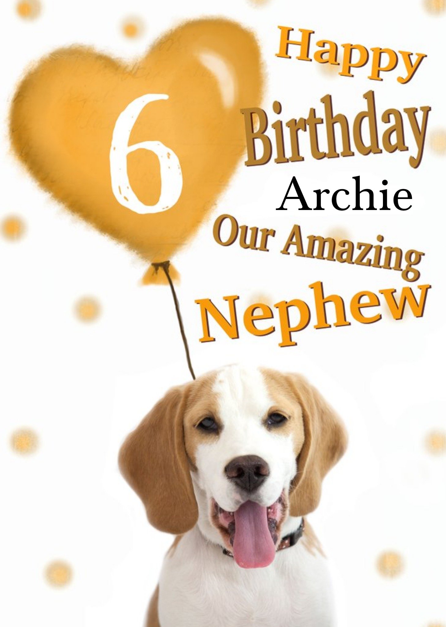 Photo Of Dog With Birthday Balloon Nephew 6th Birthday Card Ecard