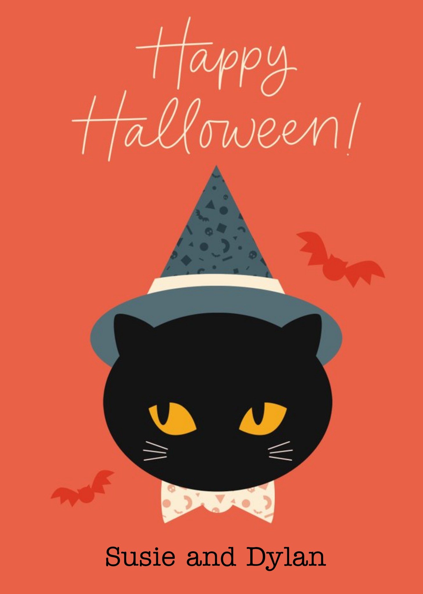 Moonpig Cat Witch Hat Halloween Card, Large