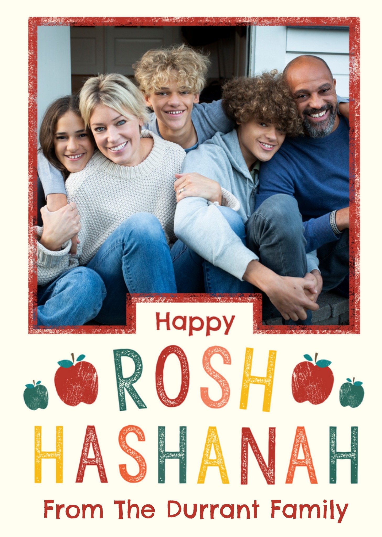 Print Textured Happy Rosh Hashanah Photo Upload Card From The Family Ecard