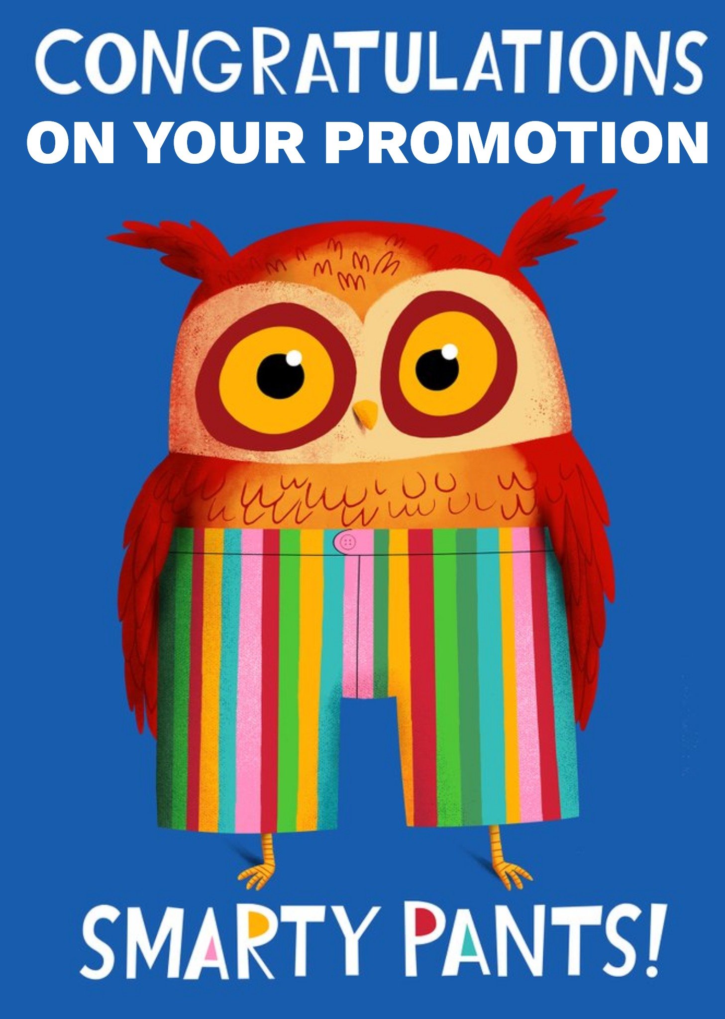 Blue Illustrated Owl New Promotion Congratulations Card