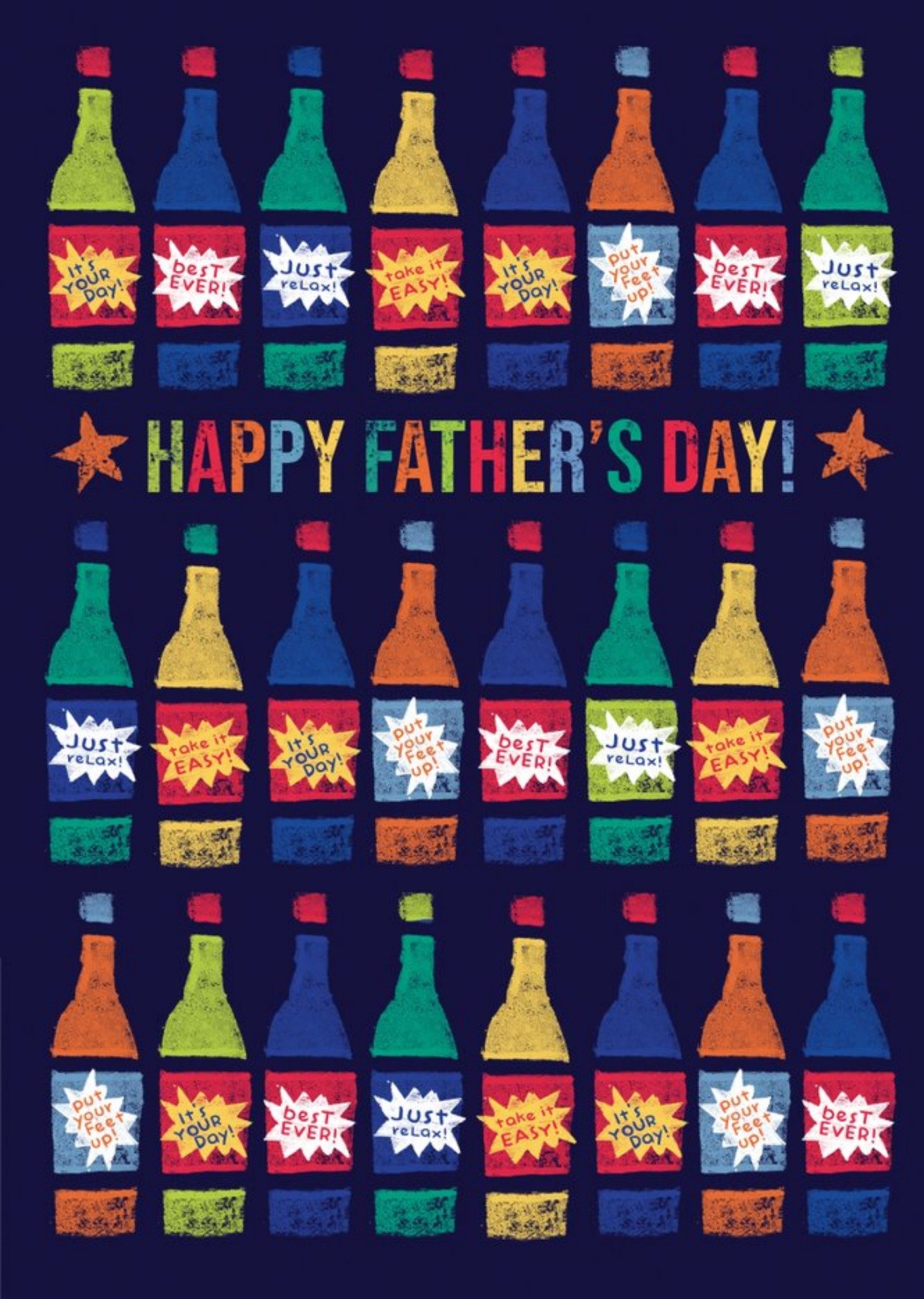 Moonpig Colourful Beer Bottles Father's Day Card Ecard