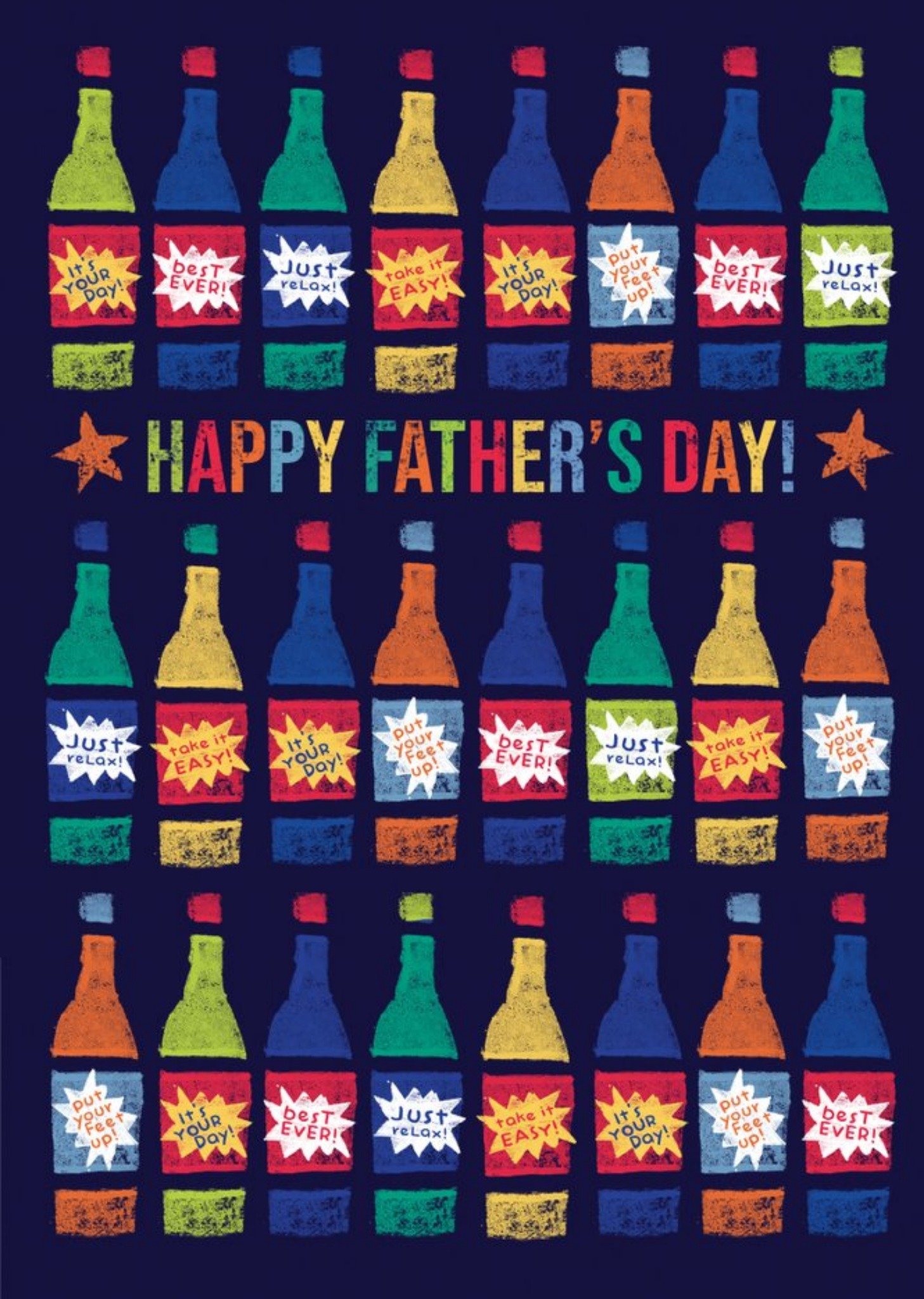 Colourful Beer Bottles Father's Day Card Ecard