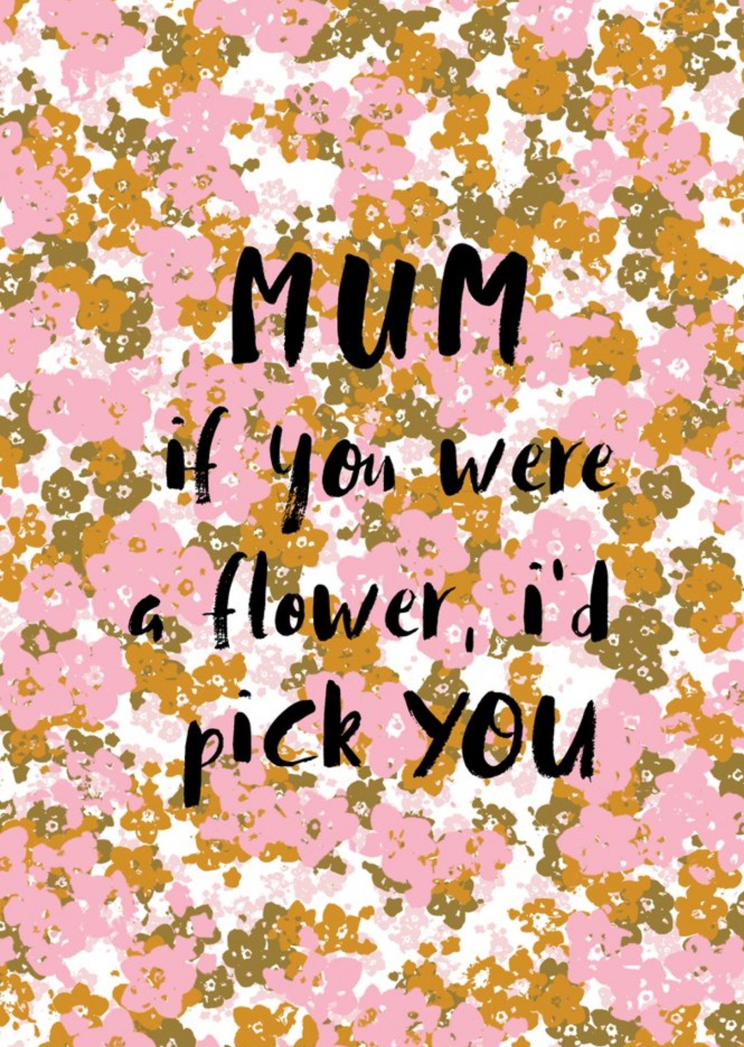 Moonpig Typography On A Floral Patterned Background Mum's Birthday Card, Large