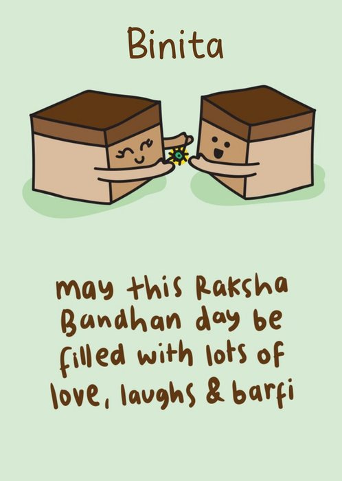 The Playful Indian Illustrated Pieces Of Barfi. Happy Raksha Bandhan Day Card