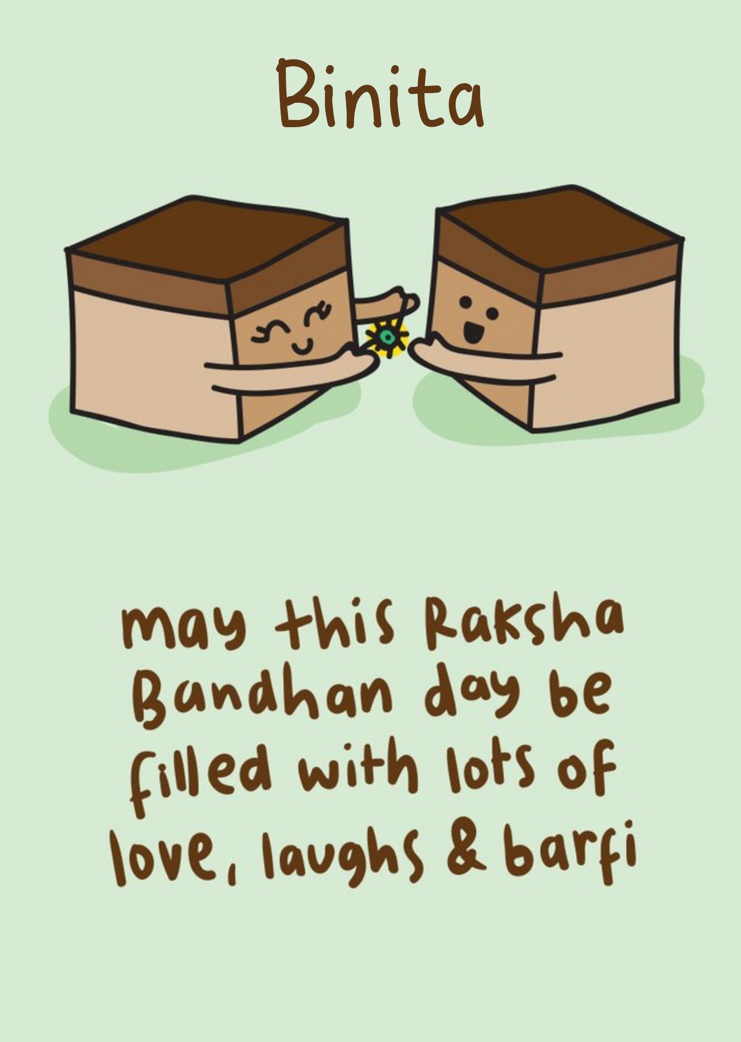 Moonpig The Playful Indian Illustrated Pieces Of Barfi. Happy Raksha Bandhan Day Card, Large
