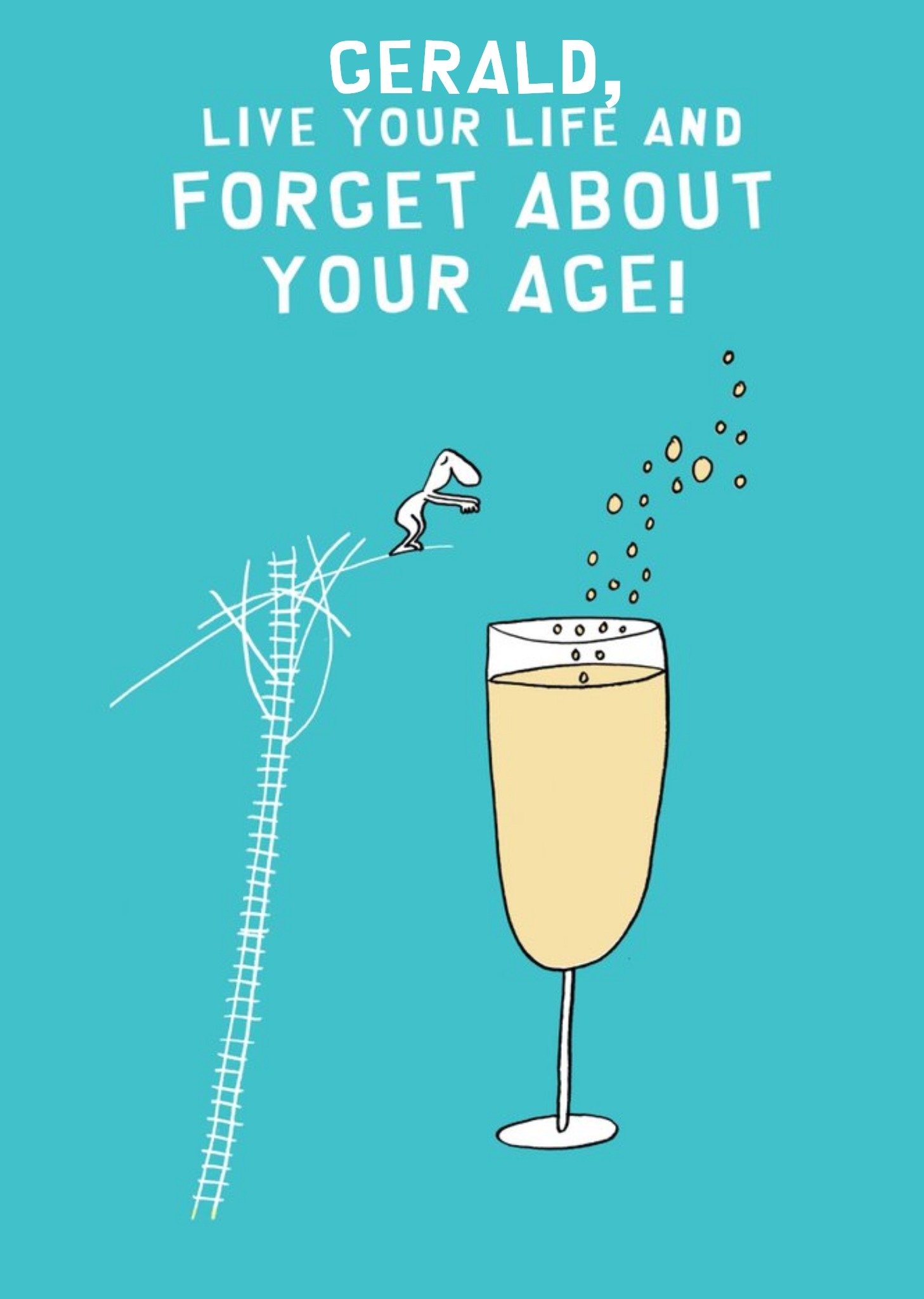 Illustration Of A Character Diving Into An Oversized Glass Of Wine Birthday Card Ecard