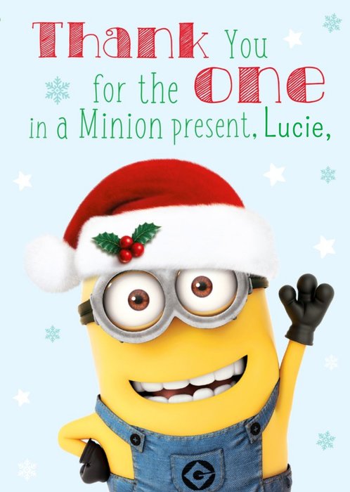 Despicable Me One In A Minion Christmas Thank You Card