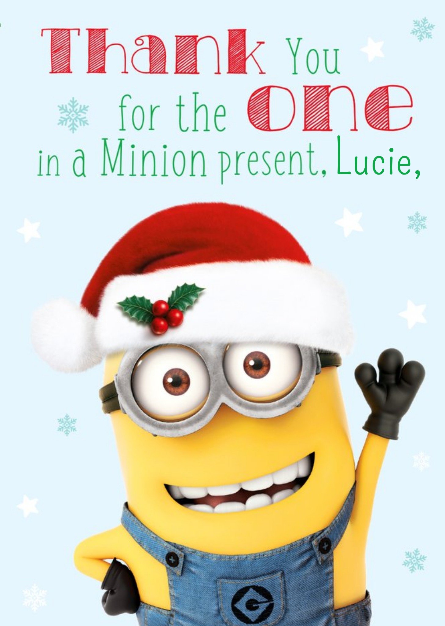 Despicable Me One In A Minion Christmas Thank You Card, Large