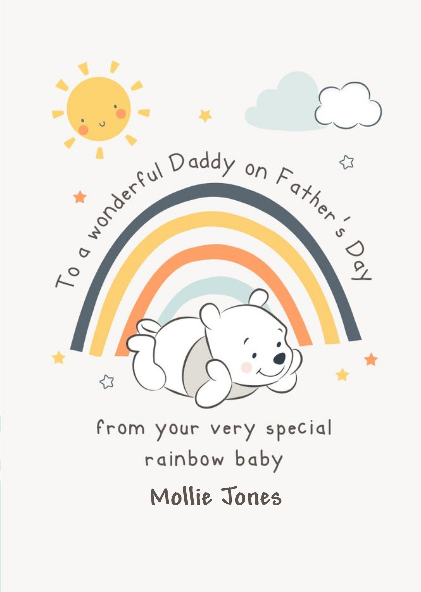 Cute Disney Rainbow Baby Winnie The Pooh Father's Day Card Ecard