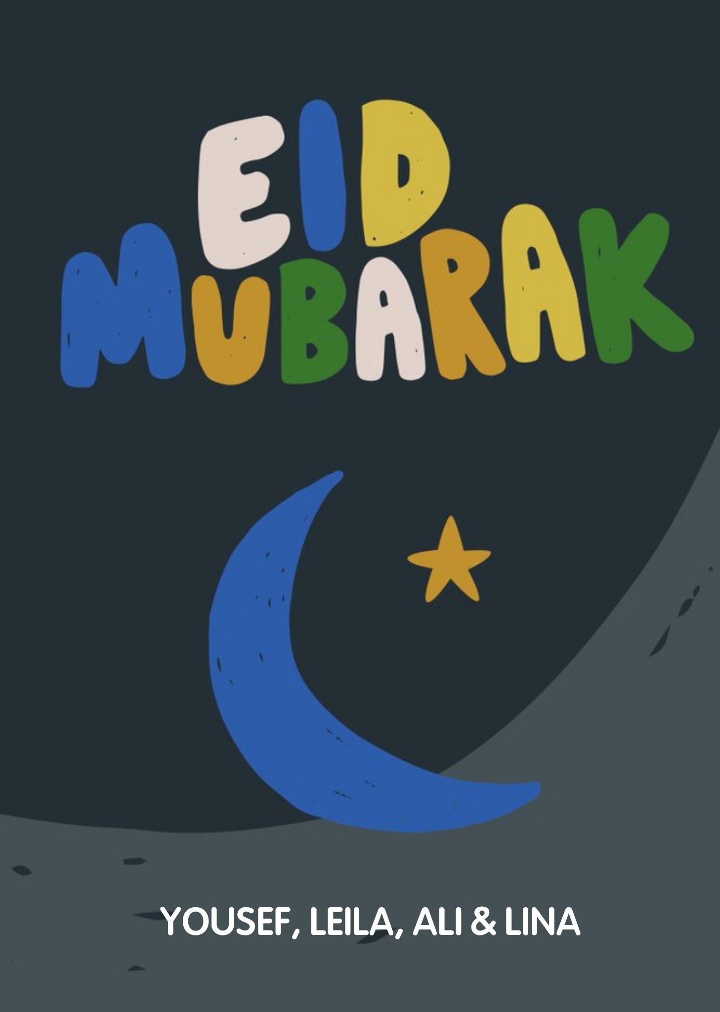 Moonpig Beck Ng Colourful Lettering Hand Drawn Eid Blessed Festival Card Ecard