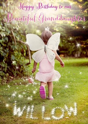 Fairy Girl In The Garden Personalised Happy Birthday Card For Granddaughter