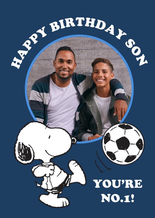 Peanuts Snoopy Son You're No. 1 Football Photo Upload Birthday Card