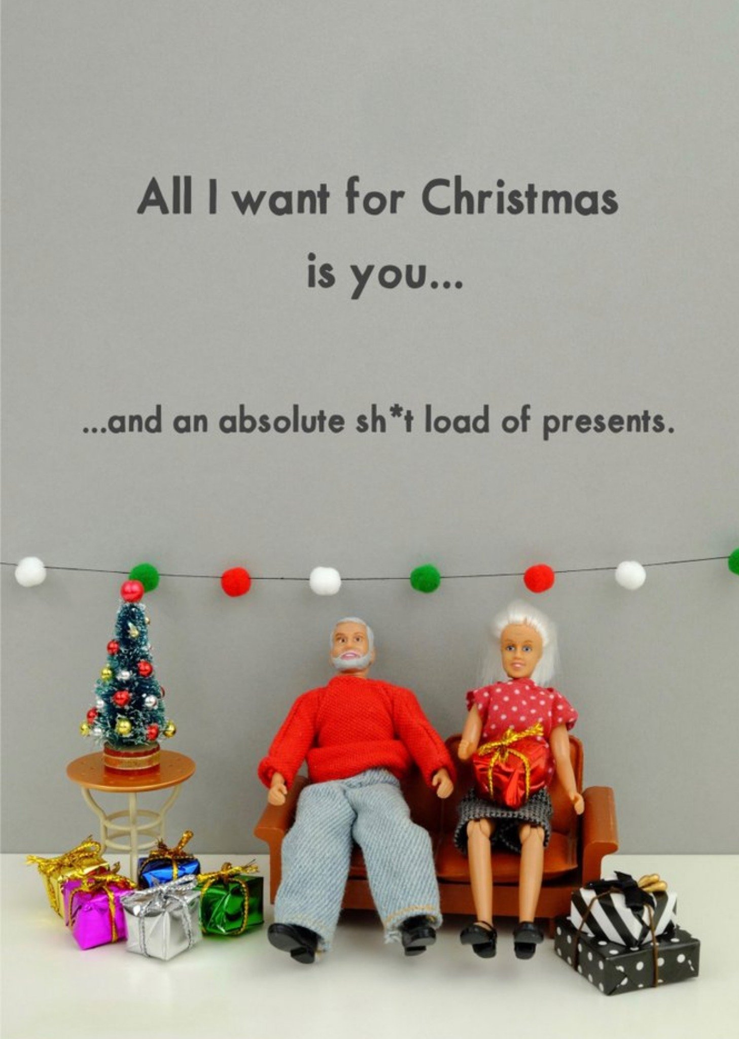 Bold And Bright Funny Dolls All I Want For Christmas Is You Card, Large